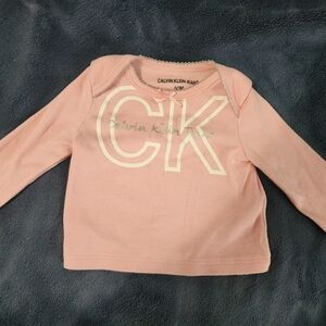 Calvin Klein Jeans Pink Long Sleeve Tee with Crew Neck